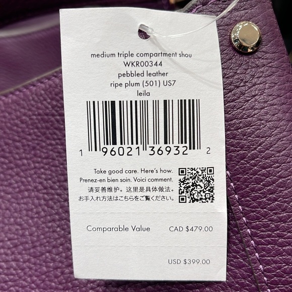 Kate Spade Leila Medium Triple Compartment Shoulder Bag
Ripe Plum
NWT - Picture 15 of 16